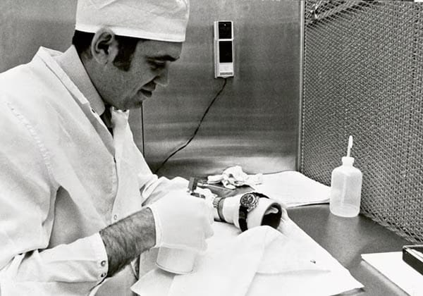 1965 A NASA Engineer Testing an Omega Speedmaster