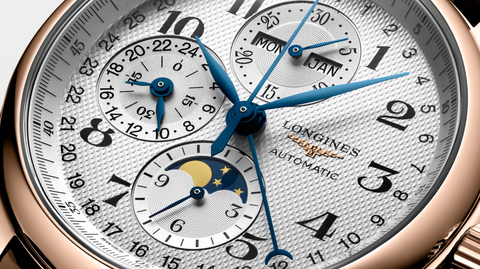 Longines rose gold Chronograph Moonphase